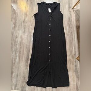 Banana Republic Black Button-Down Maxi Dress